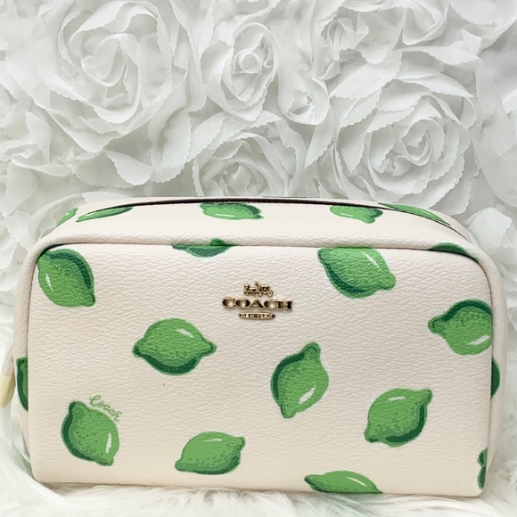 Coach Handbags - 🍈Coach Small Boxy Cosmetic Case With Lime Print.